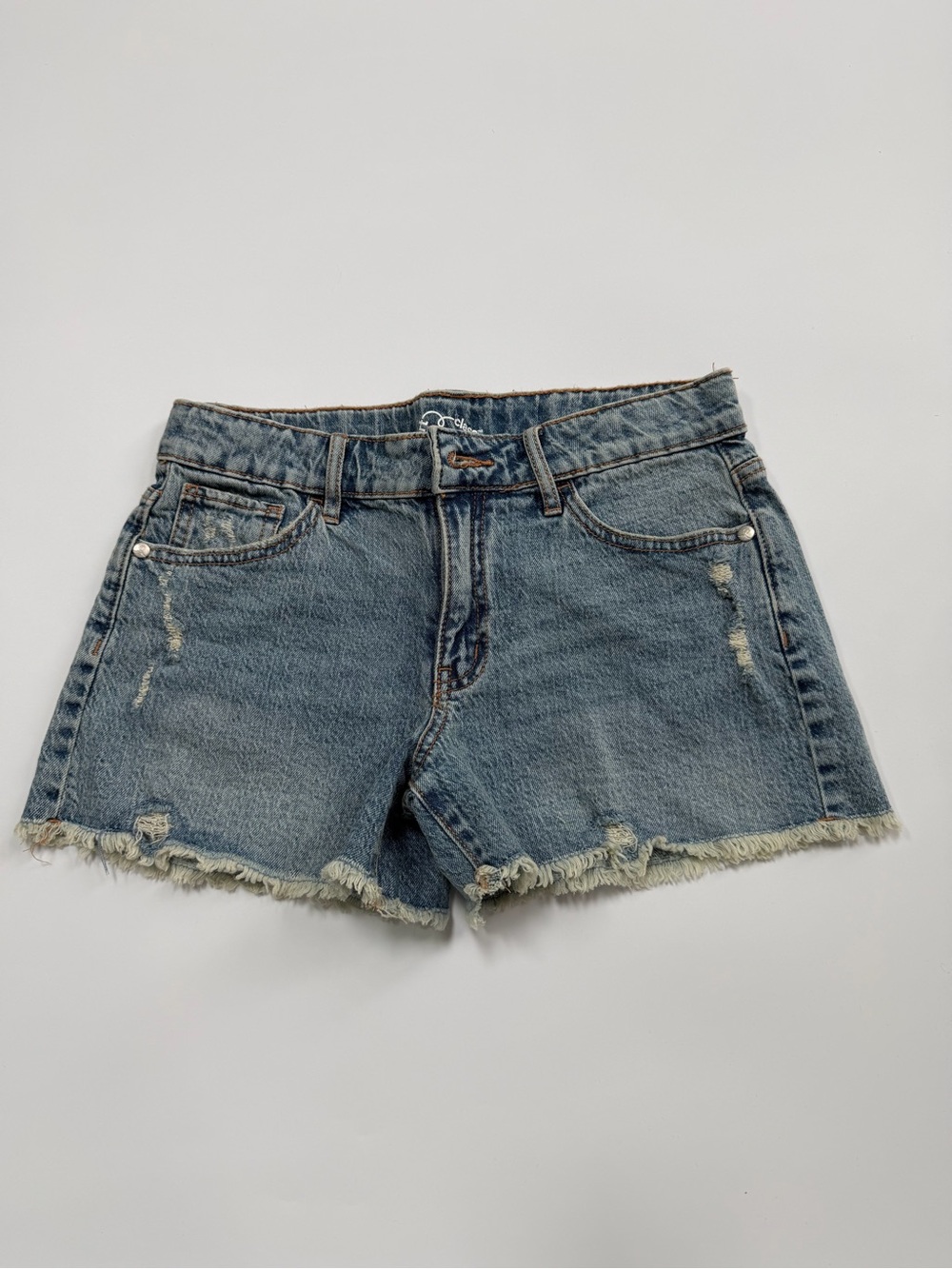 Girls Art Class Distressed Denim Cutoff Shorts - Medium Blue - size XL (14)